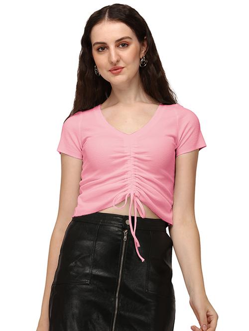 pink lycra crop top - 18766290 - Standard Image - 0