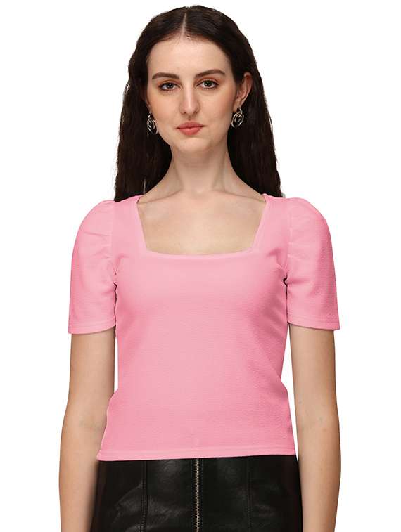 pink lycra regular top - 18766327 -  Zoom Image - 0