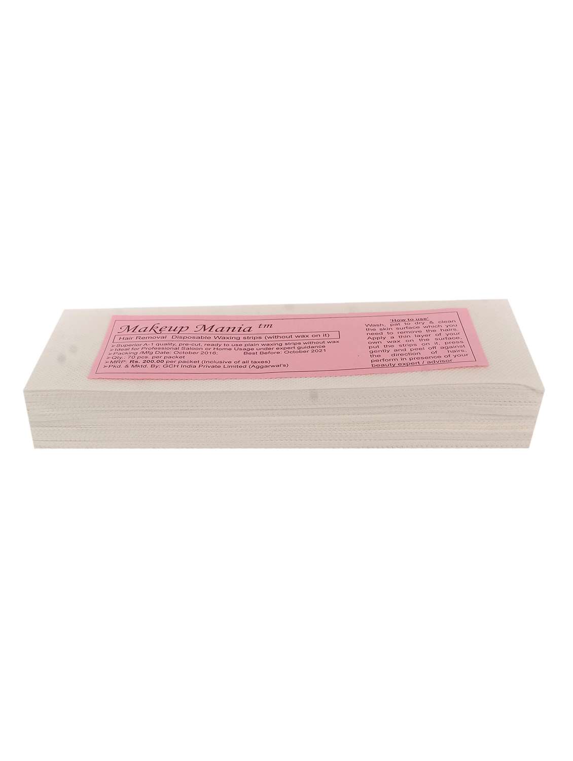 makeup mania 070 pcs large waxing strips, non-woven hair removal plain waxing strips - white 70 pcs