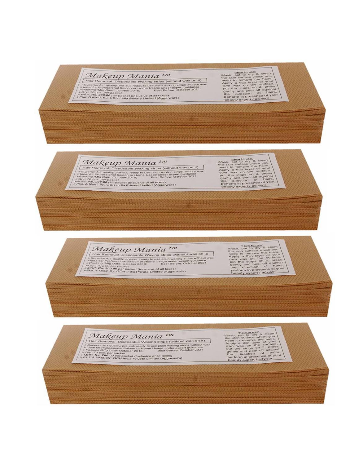 makeup mania 280 pcs large waxing strips, non-woven hair removal plain waxing strips - beige 280 pcs - 18767309 -  Zoom Image - 0