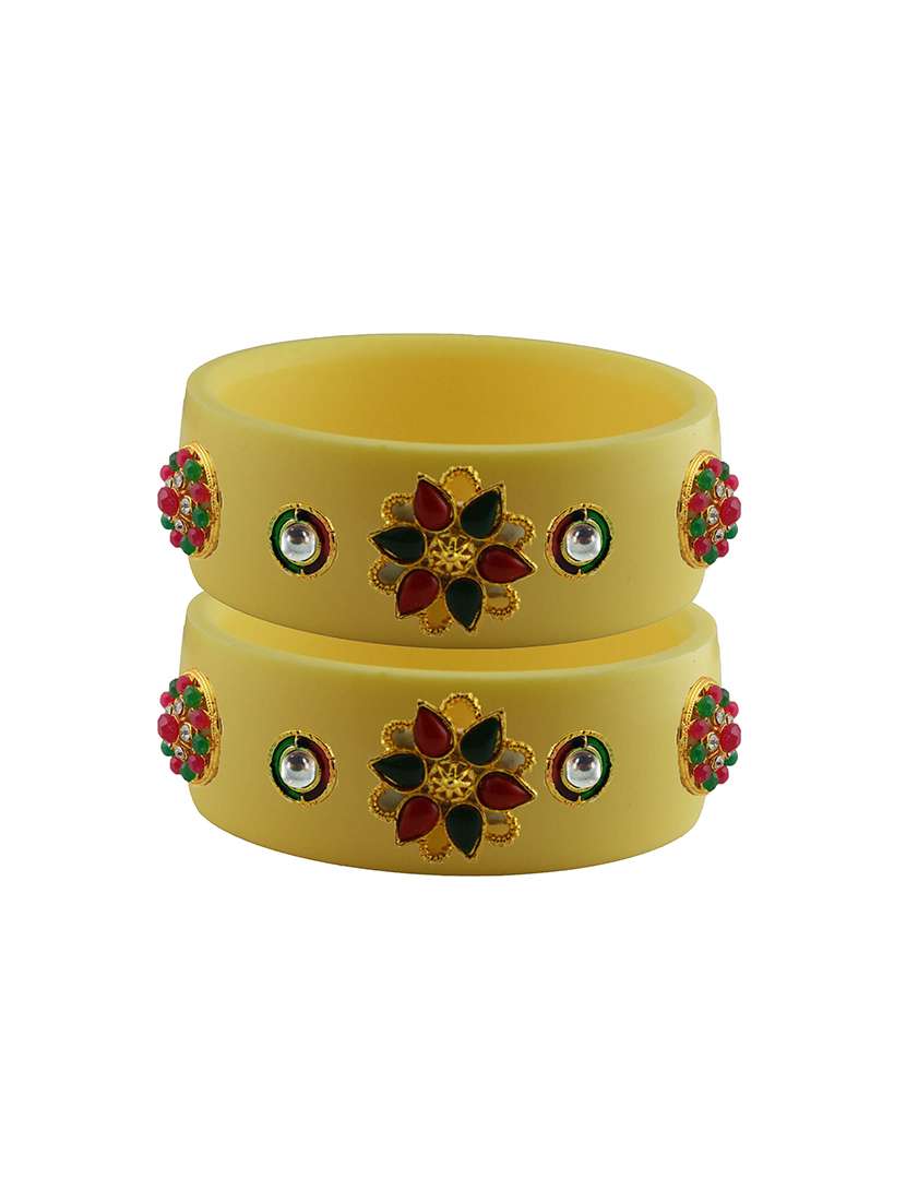Buy online Cream Stone Stud Acrylic Bangle With Very Extra Large Size from fashion jewellery for