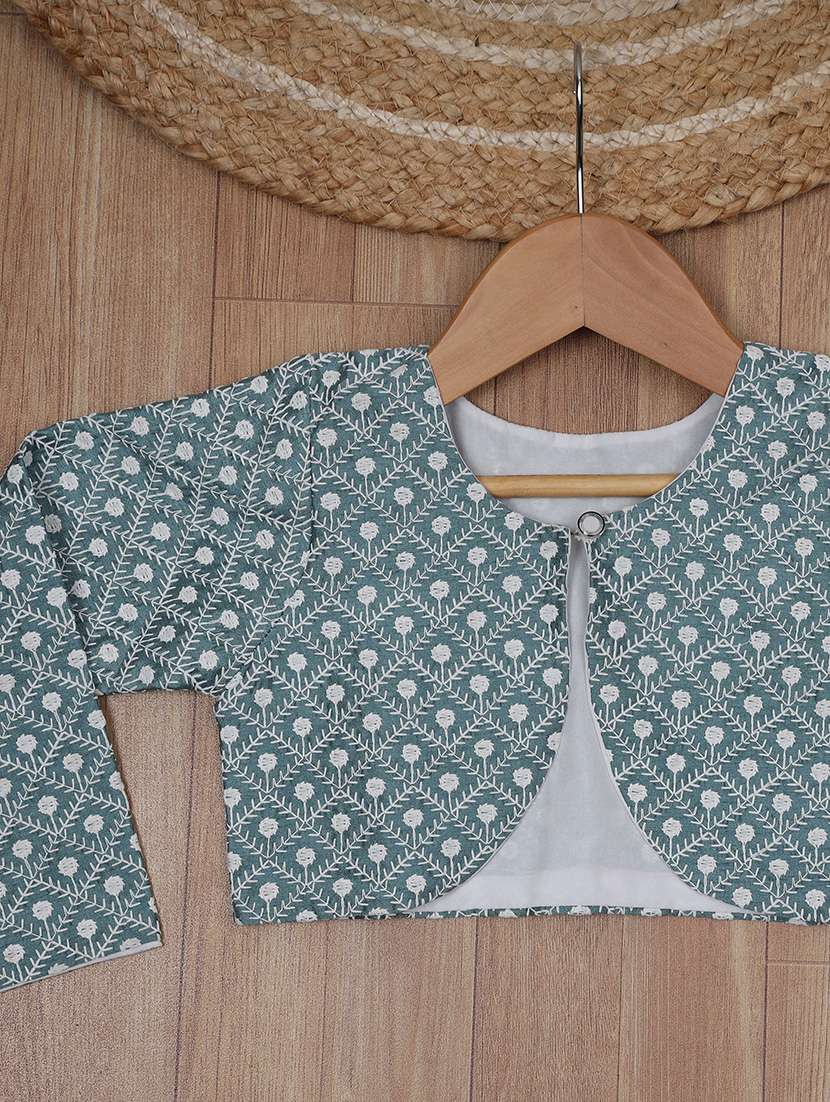 girl white solid rounnd neck frock with jacket - 18788746 - Standard Image - 3