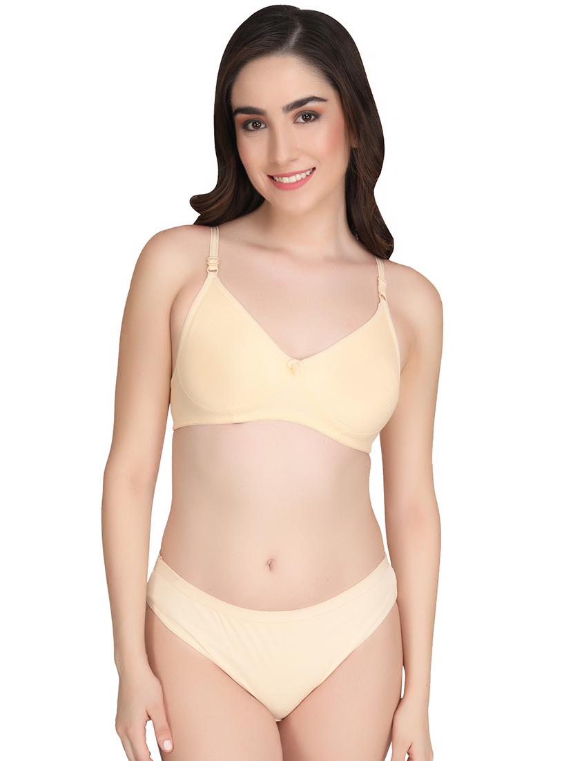 beige cotton bras and panty set - 18788807 -  Zoom Image - 0
