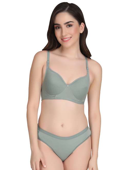 green cotton bras and panty set - 18788836 -  Standard Image - 0