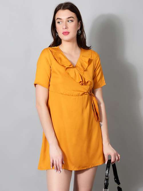 women's wrap solid dress - 18788962 - Standard Image - 0