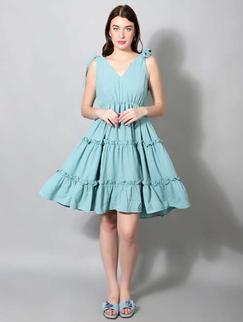 women's tiered dress solid dress - 18788963 - Standard Image - 0