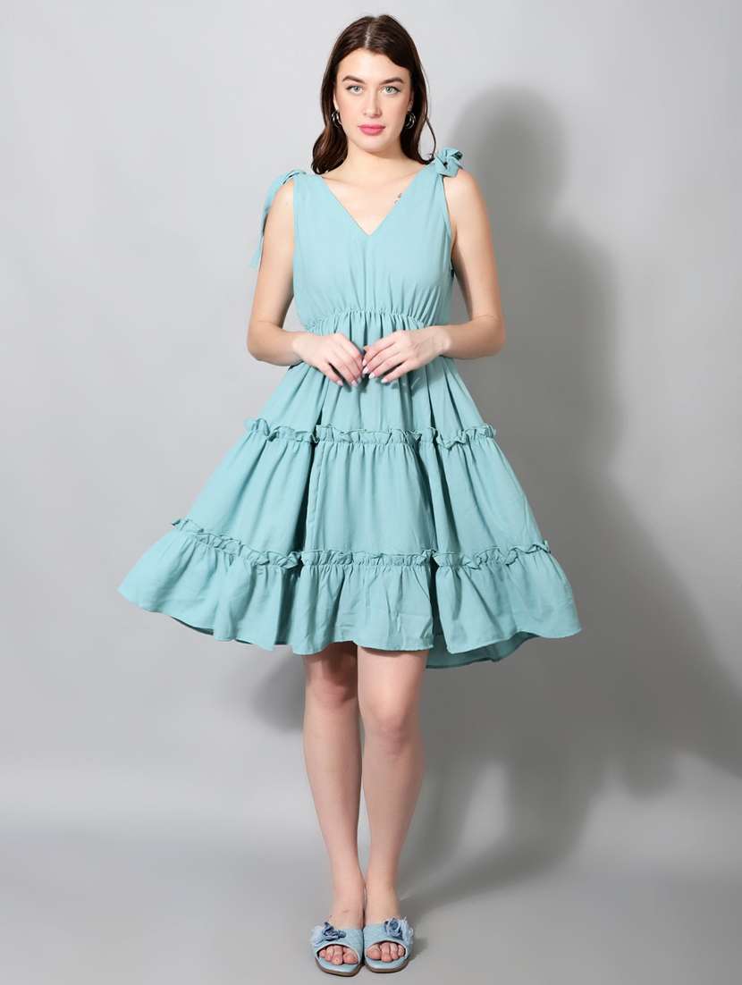 women's tiered dress solid dress