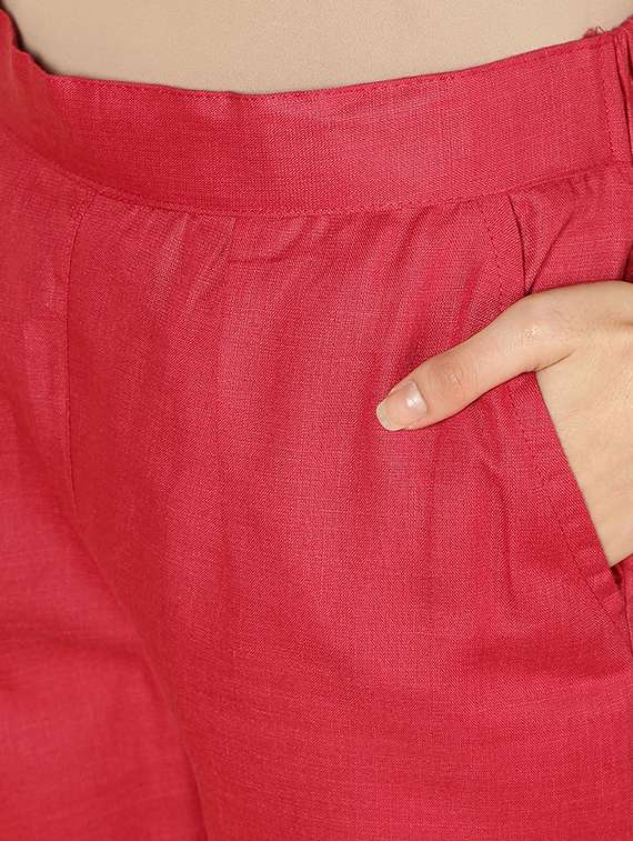 pink rayon kurta pant set - 18789258 - Standard Image - 5
