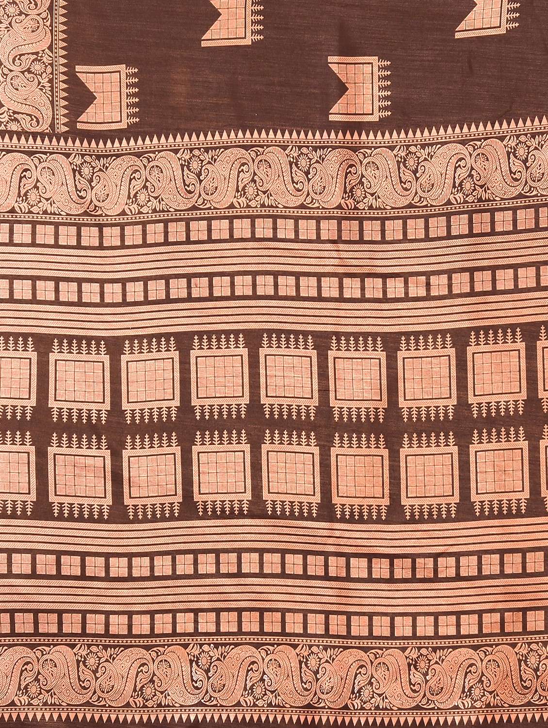 women's self design coffee brown colored saree with blouse - 18790255 -  Standard Image - 3