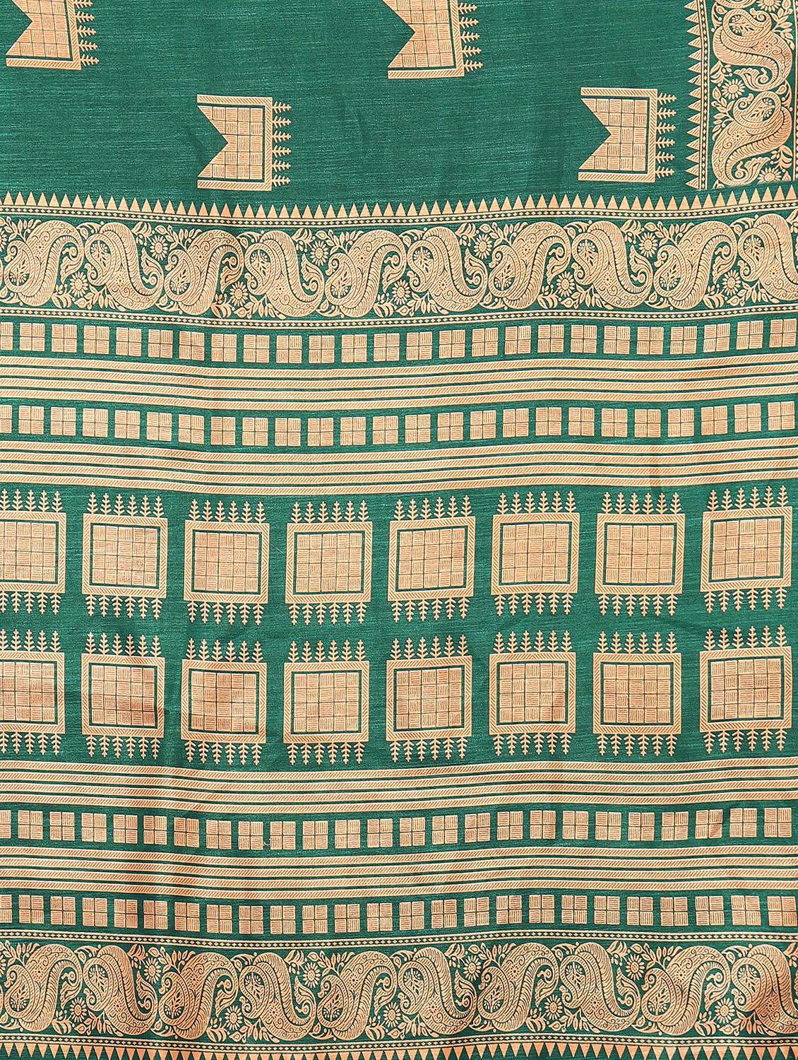 women's printed dark green colored saree with blouse - 18790256 -  Standard Image - 3