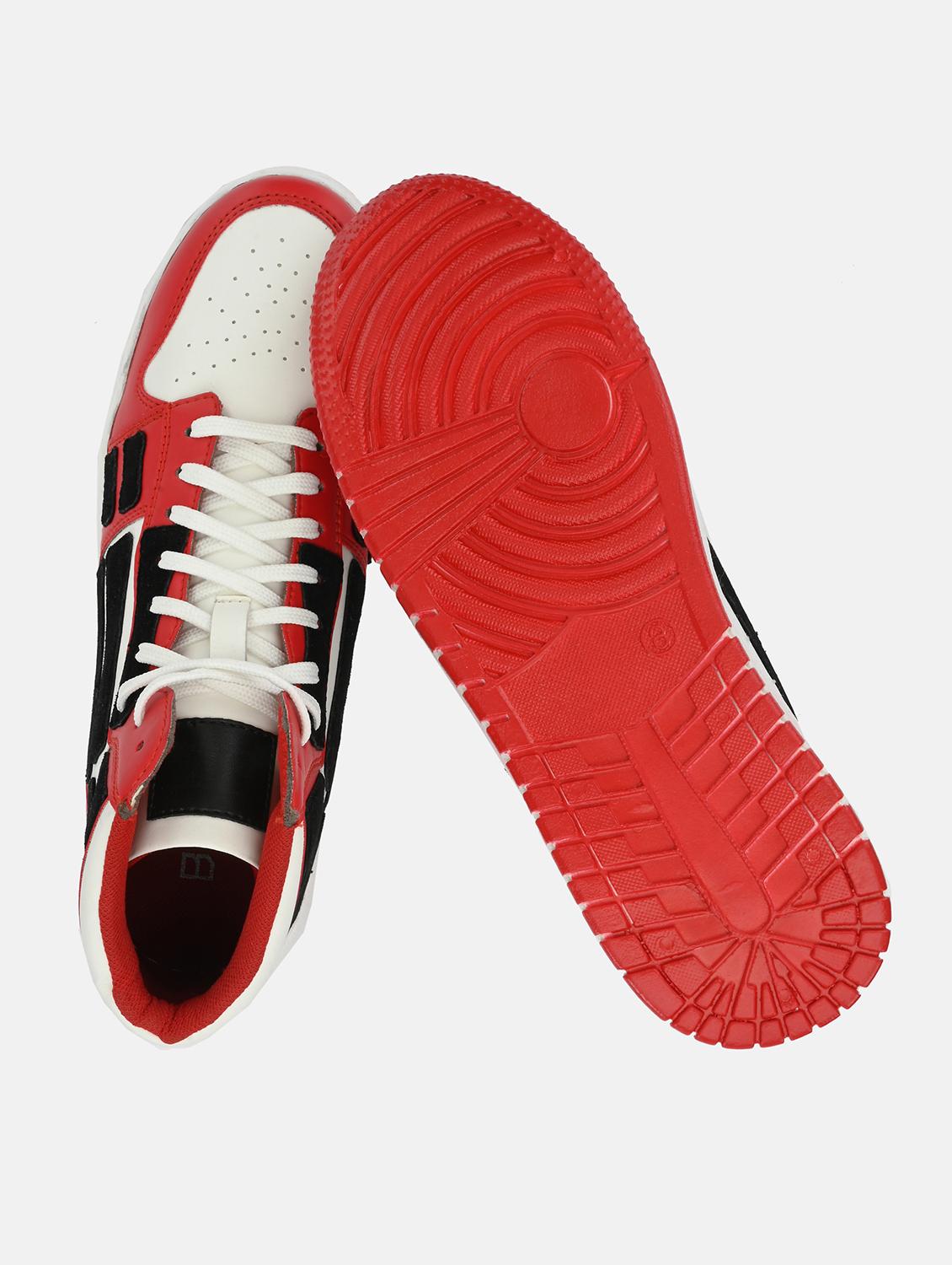 red synthetic lace up sneakers - 18793893 - Standard Image - 3