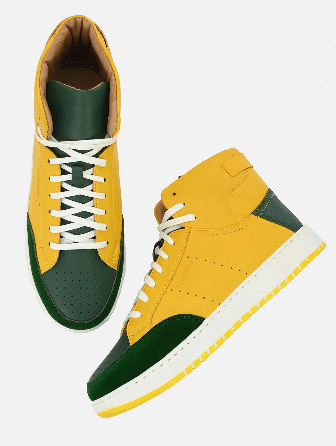 yellow synthetic lace up sneakers - 18793897 - Standard Image - 3