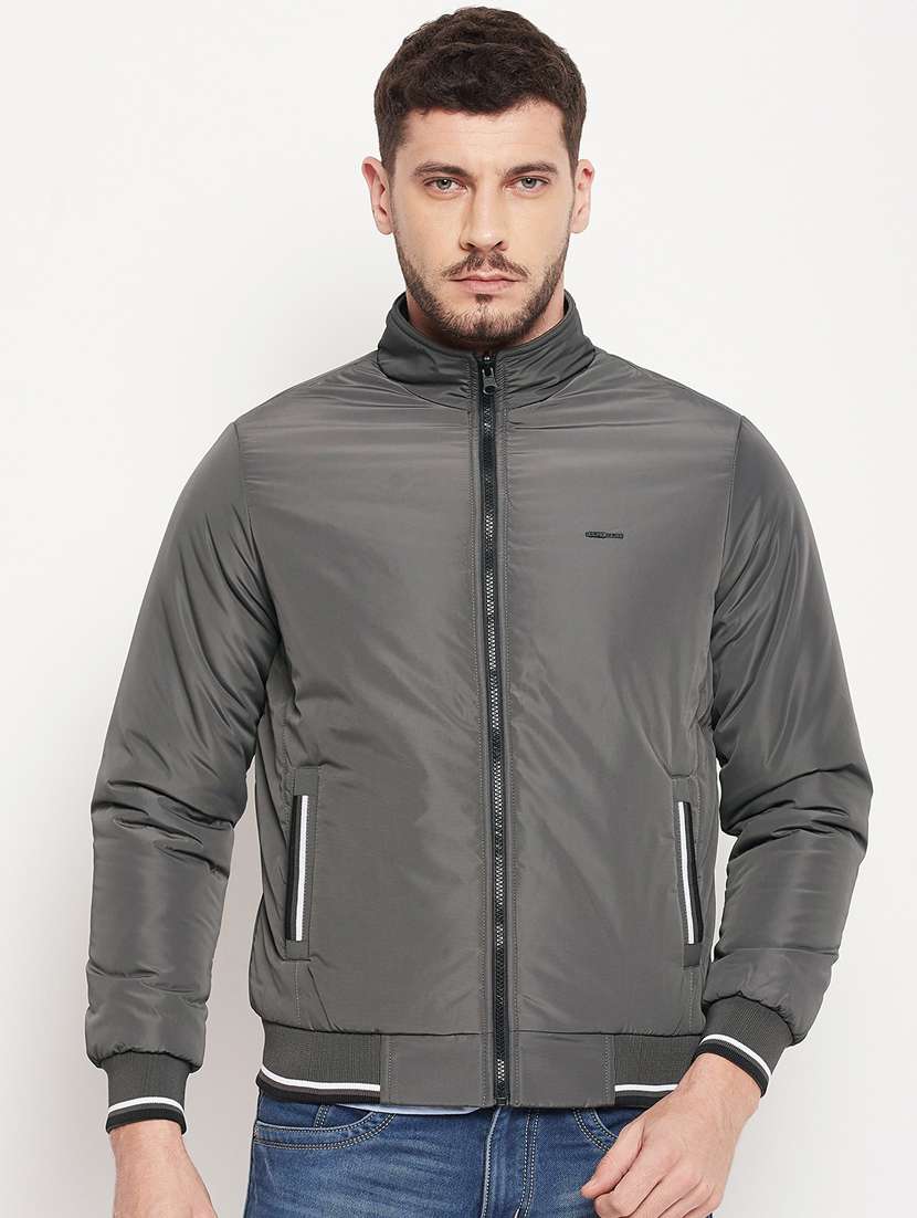 Buy online Grey Coloured Bomber Jacket from Jackets for Men by