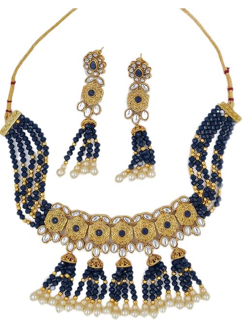 blue zinc kundan necklace - 18801254 -  Standard Image - 0