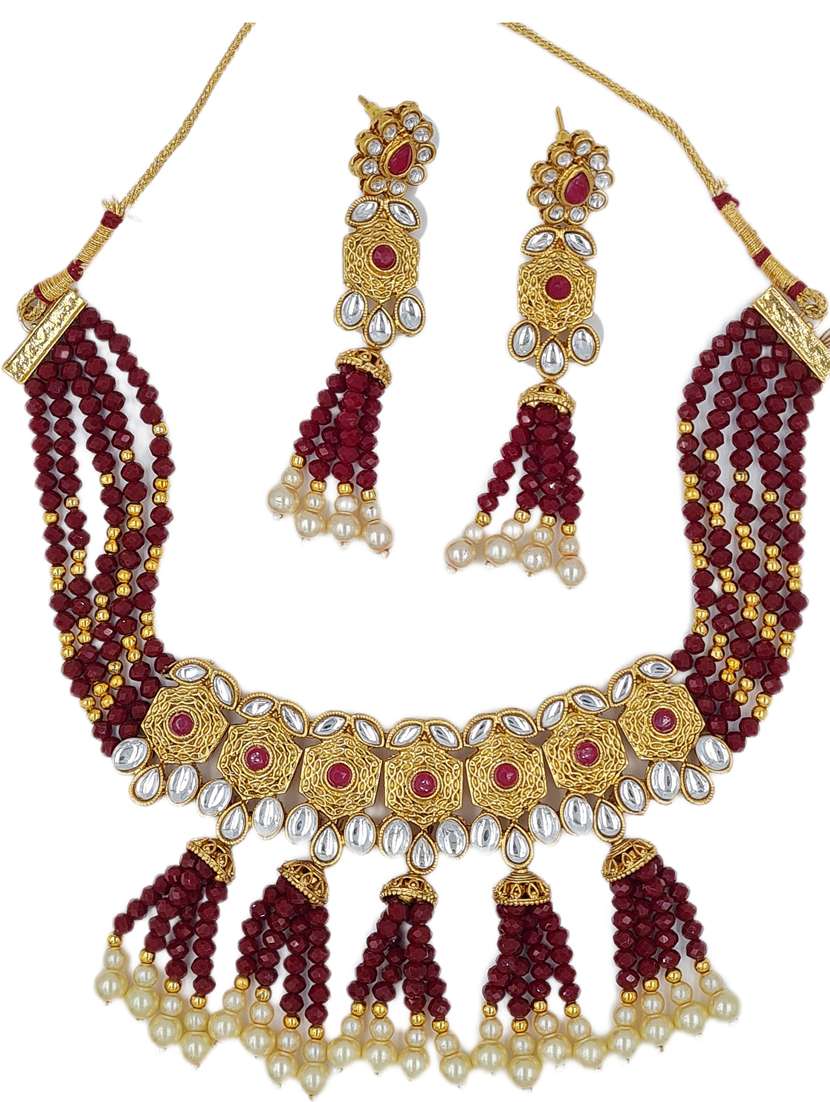  kundan zinc necklace set - 18801258 -  Zoom Image - 0