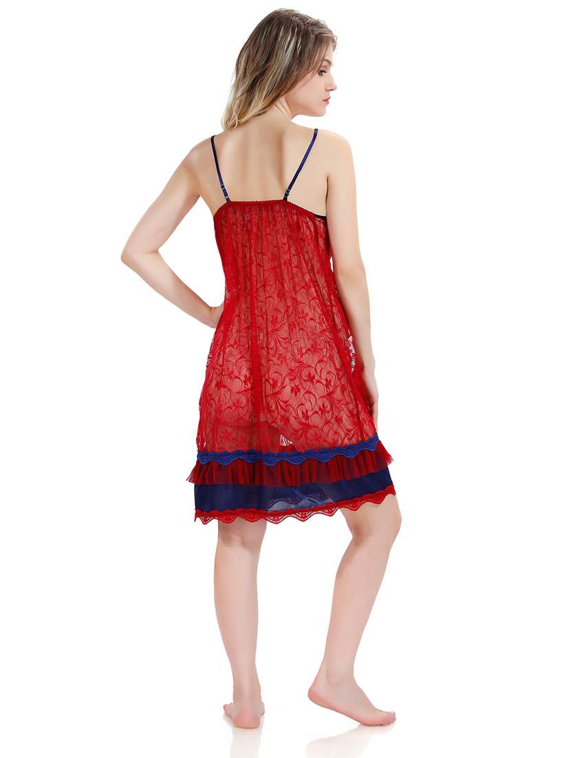 solid sleepwear robe with babydoll set - 18801282 - Standard Image - 5