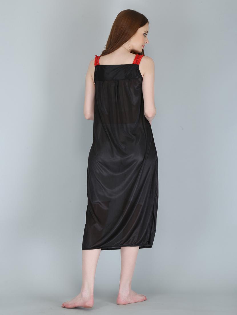 solid sleepwear robe with nighty set - 18801322 - Standard Image - 5