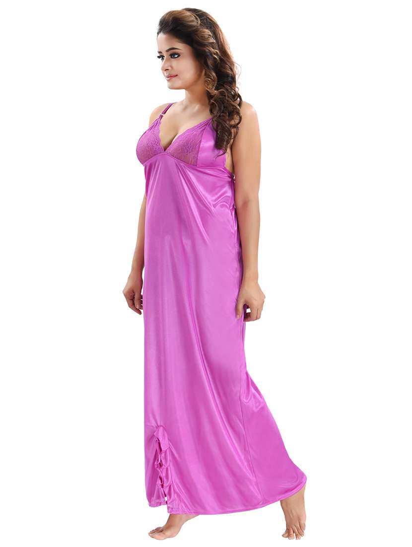 pack of 4 v-neck satin maxi wrap nightdress - 18801330 - Standard Image - 3
