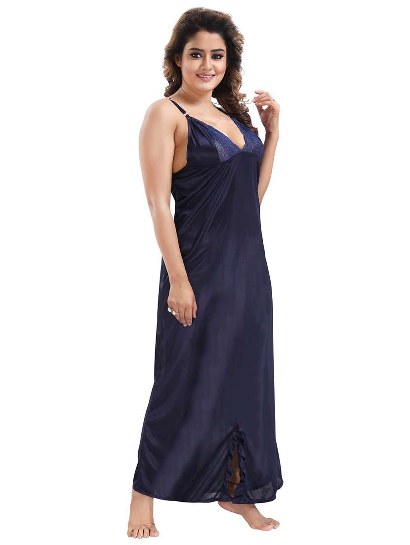 pack of 4 v-neck satin maxi wrap nightdress - 18801331 -  Standard Image - 3