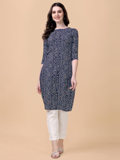 printed straight kurta - 18801617 - Standard Image - 0