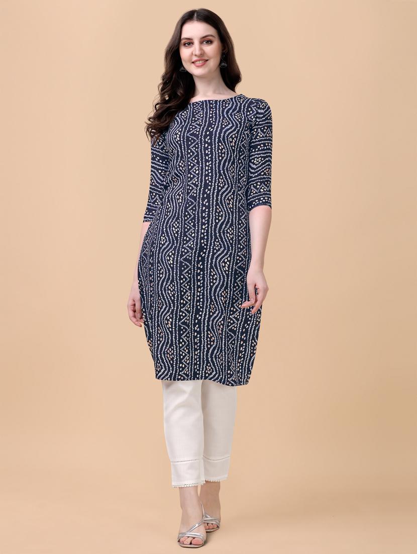 printed straight kurta - 18801617 - Zoom Image - 0