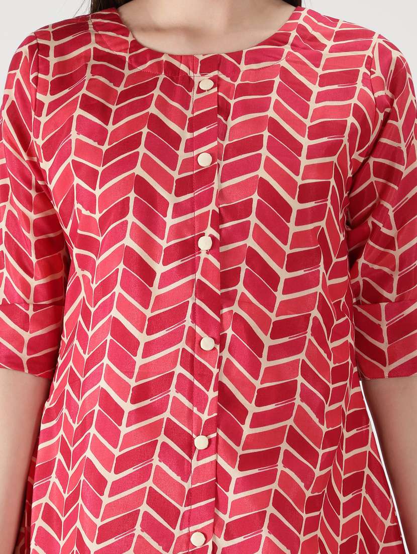 pink viscose layered ethnic dress - 18801632 -  Standard Image - 3