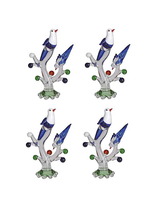 somil crystal shining clear glass natural loving birds pair relaxing on a well-favoured tree (set of 4) - 18801884 - Standard Image - 0