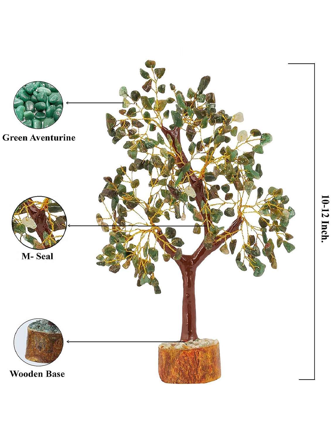 green aventurine stone vastu good fortune crystal tree wooden base for home/office décor for gift - 300 beads - 18802204 -  Standard Image - 3