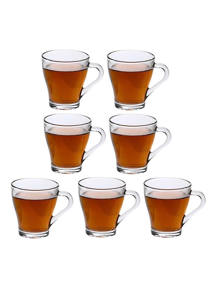 designer & stylish transparent tea/coffee cup, glass, 180 ml, pack of- 7