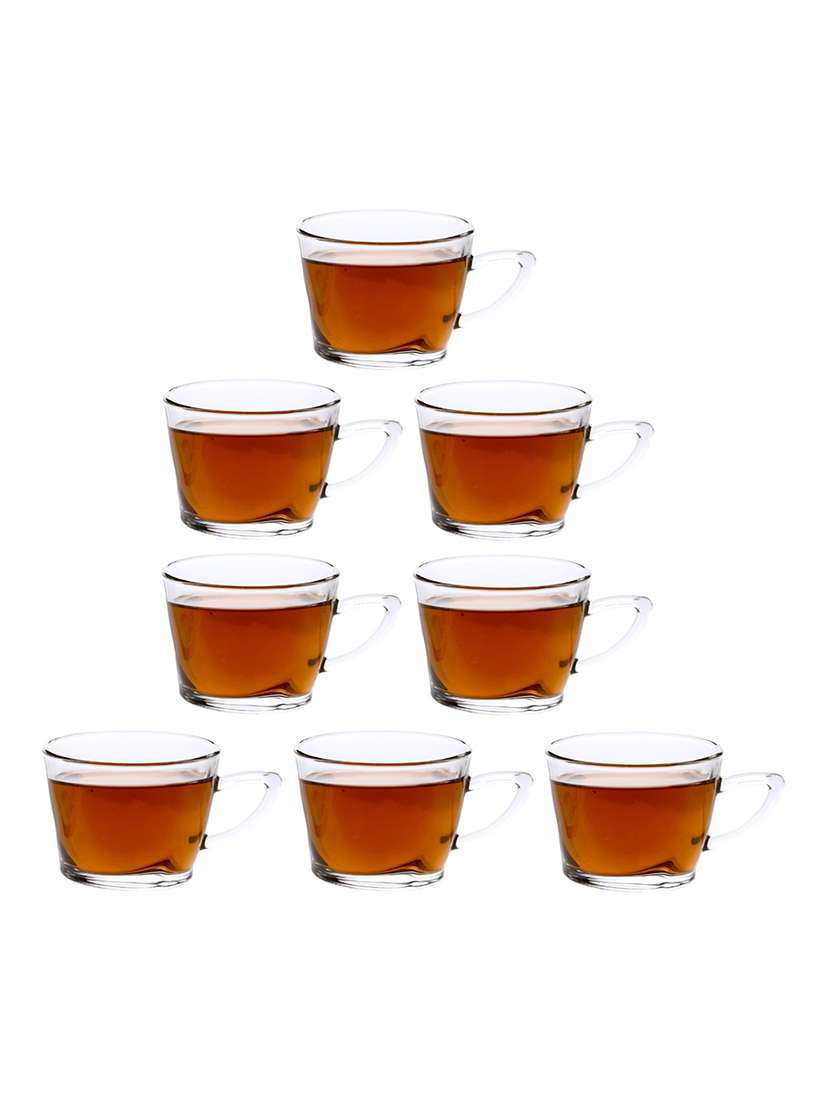 designer & stylish transparent tea/coffee cup, glass, 180 ml, pack of- 8