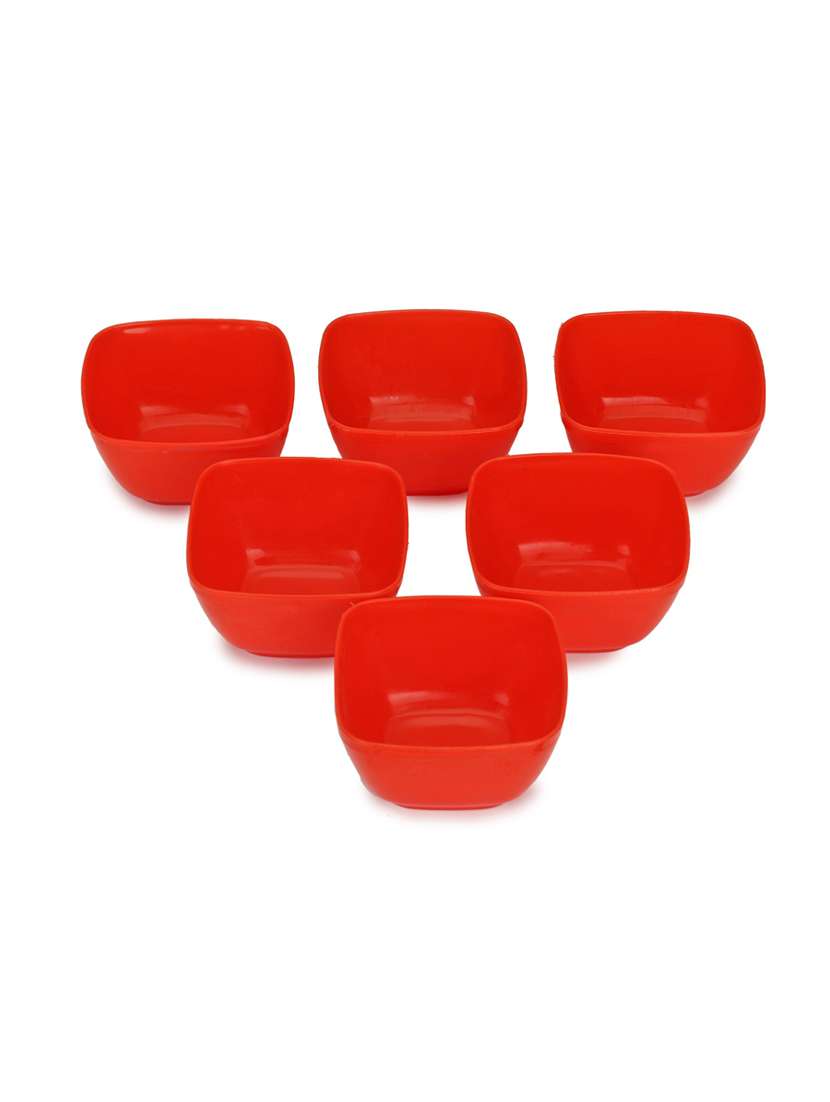 designer and attractive table ware bowl, plastic, red, pack of 6