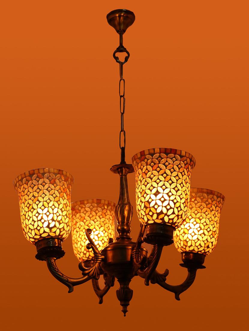 royal chandelier decorate with chips & beeds glass for magical & romantic lighting effect ,4 light ceiling pandent lamp - 18808343 - Zoom Image - 0