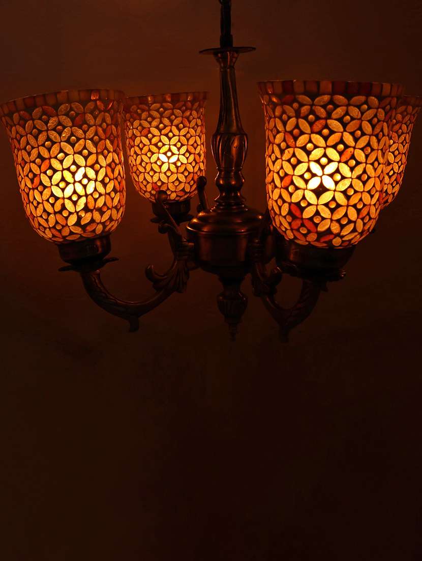 royal chandelier decorate with chips & beeds glass for magical & romantic lighting effect ,4 light ceiling pandent lamp - 18808343 - Standard Image - 3