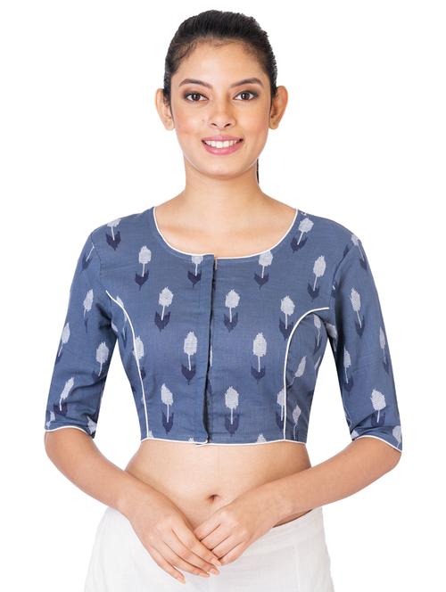 silver cotton embroidered blouse - 18823005 -  Standard Image - 0
