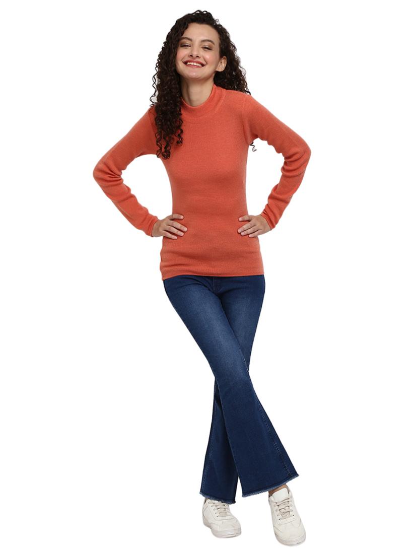 orange solid pullover - 18823135 - Standard Image - 3