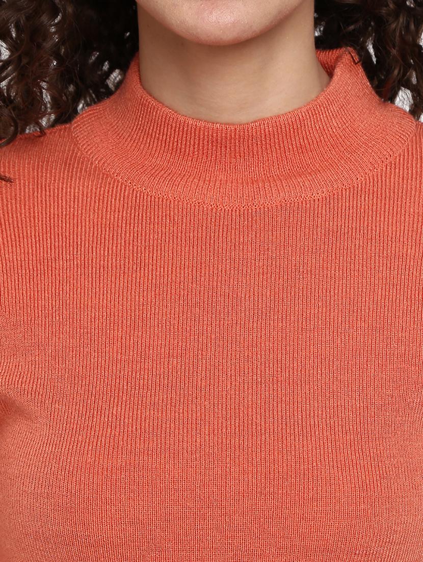 orange solid pullover - 18823135 - Standard Image - 5