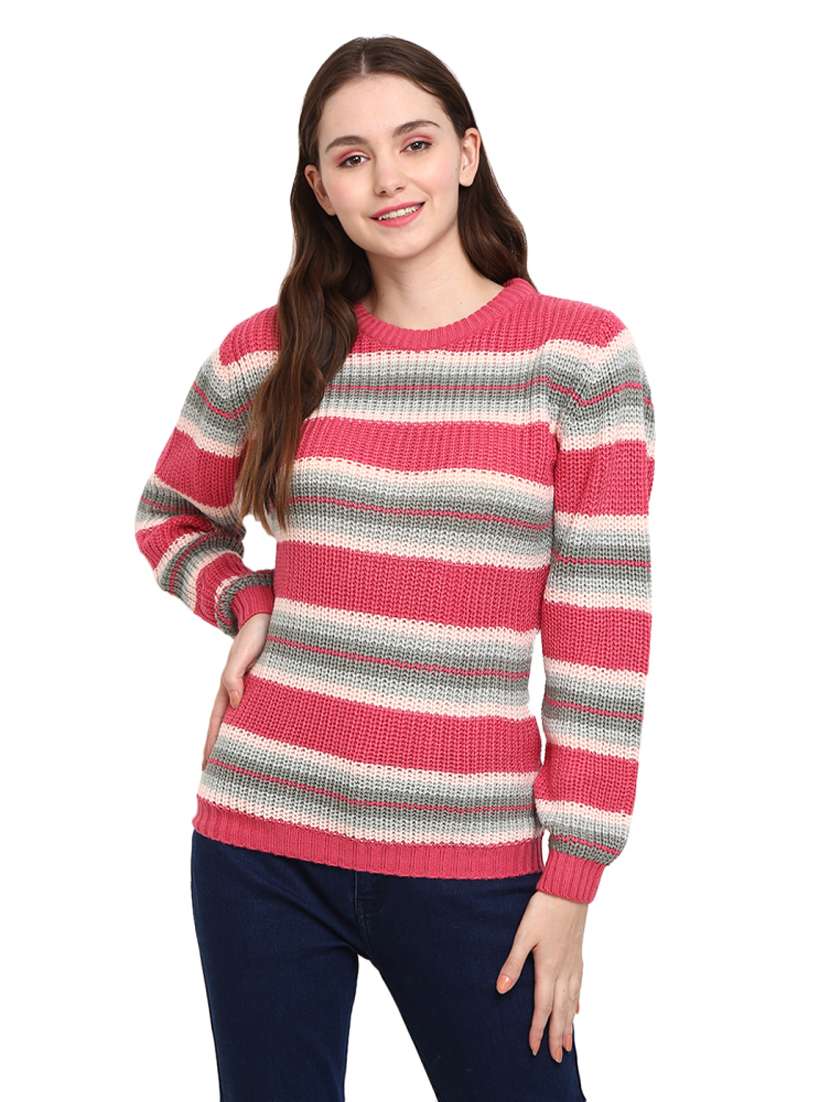 round neck striped pullover