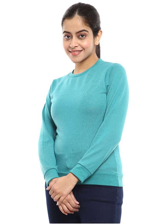 green solid regular pullover