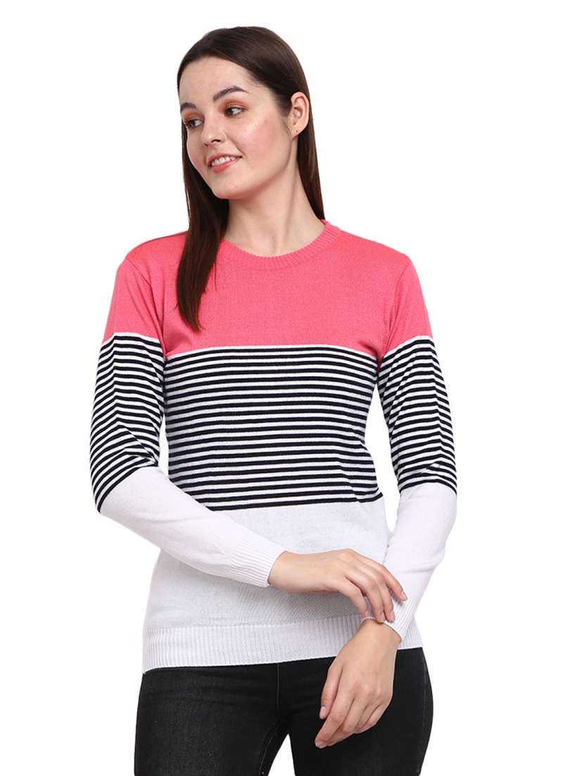 round neck stripes pullover