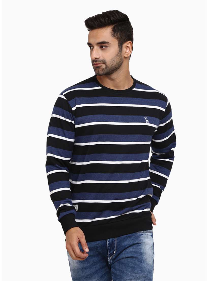 men striped long sleeve sweatshirt