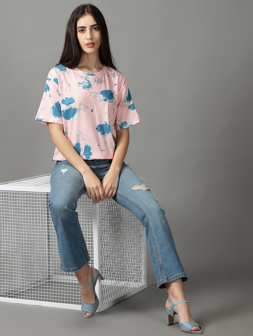 women's all over print round neck t-shirt - 18824207 - Standard Image - 3