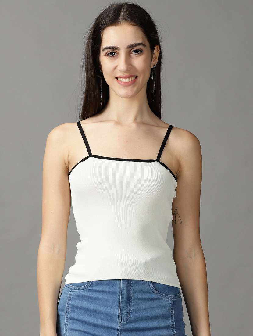women's straight shoulder strap top