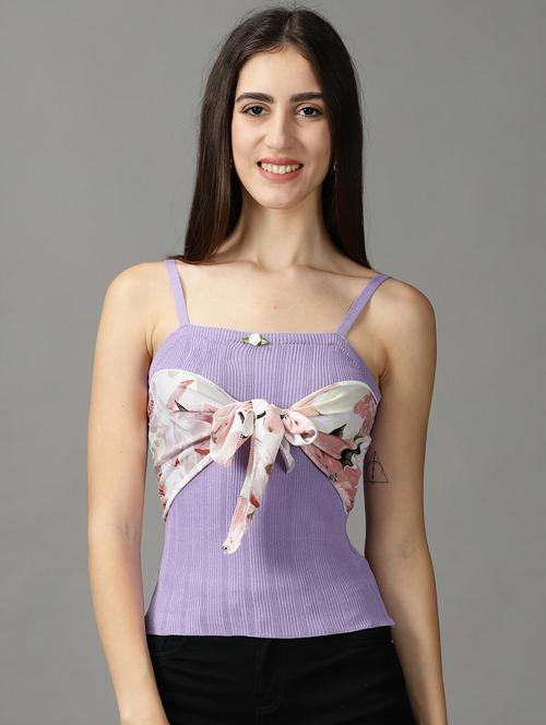 women printed shoulder strap top - 18824283 - Standard Image - 0