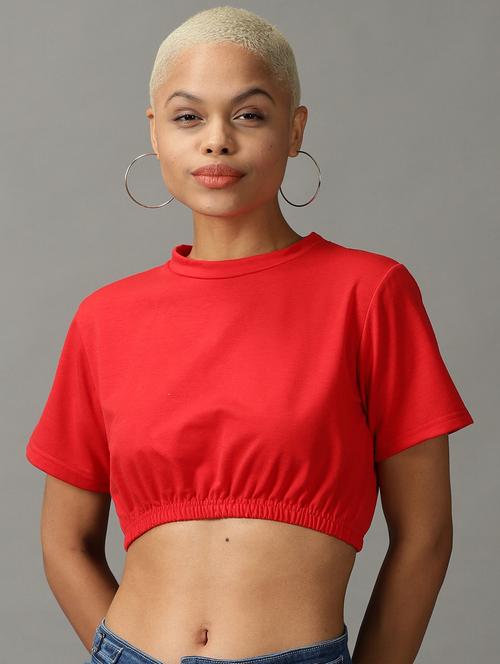 women's crop round neck top - 18824297 -  Standard Image - 0