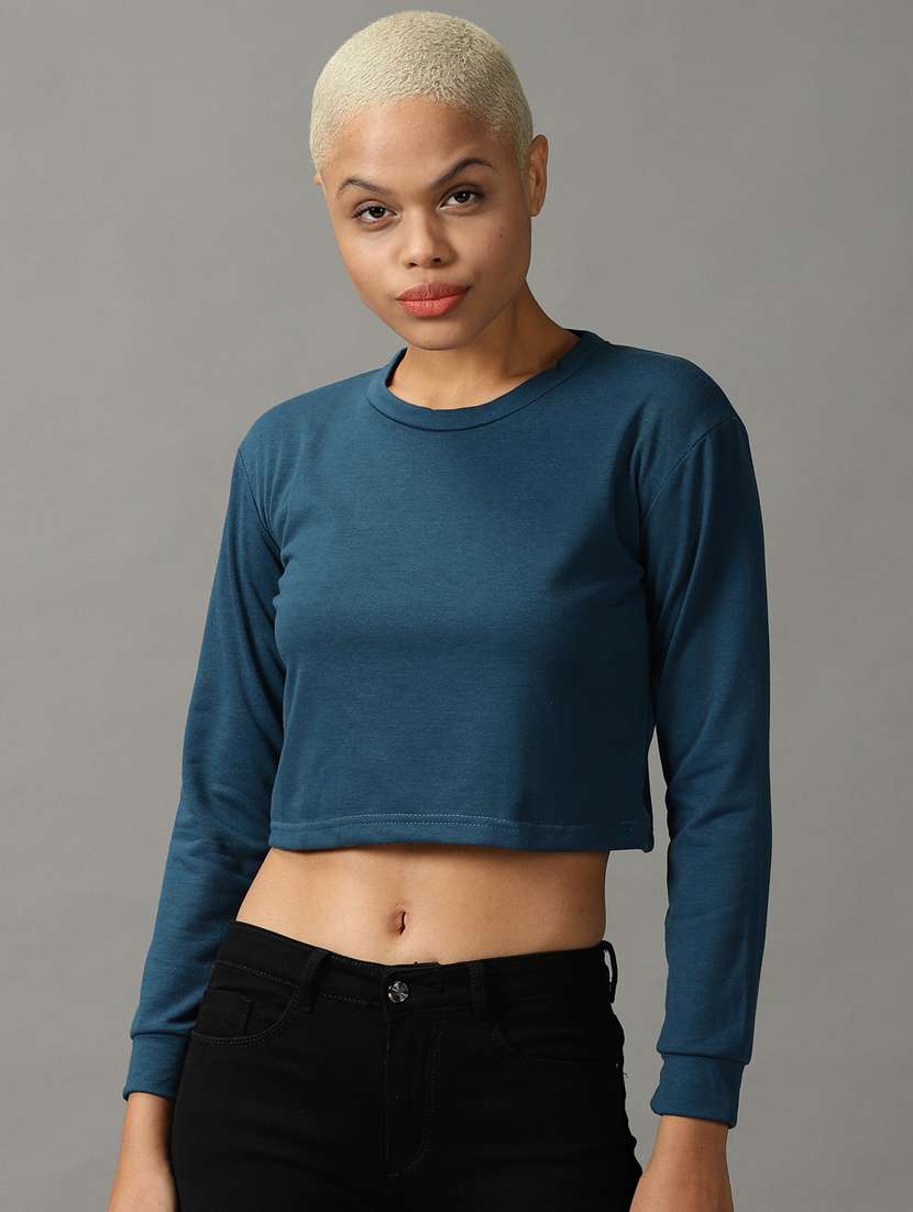 women's crop round neck top - 18824312 - Zoom Image - 0