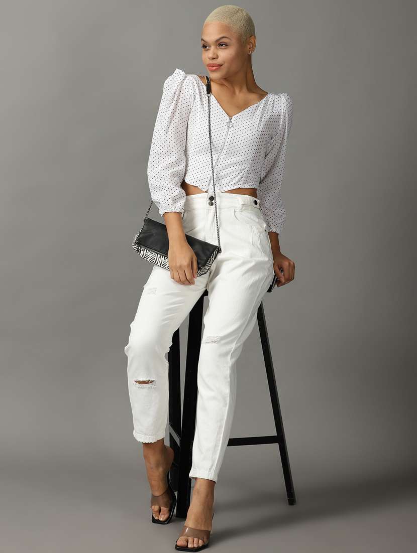women's crop v neck top - 18824320 -  Standard Image - 3