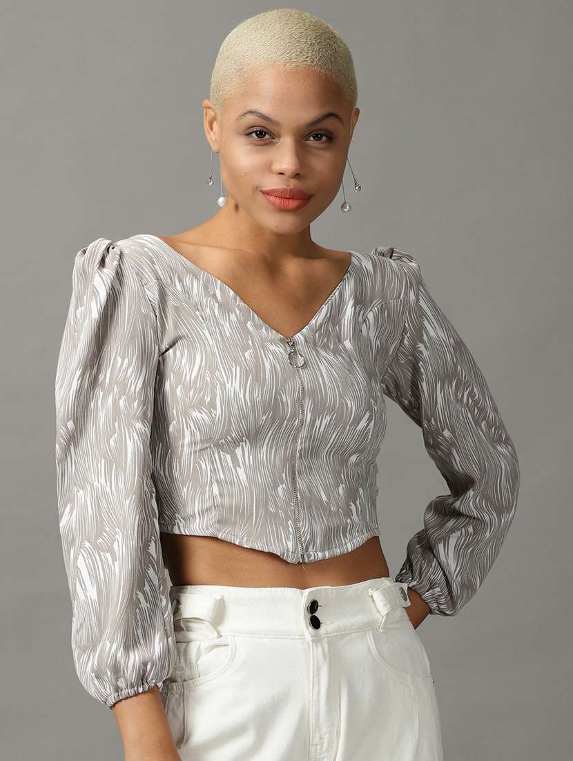 women's crop v neck top - 18824323 - Zoom Image - 0