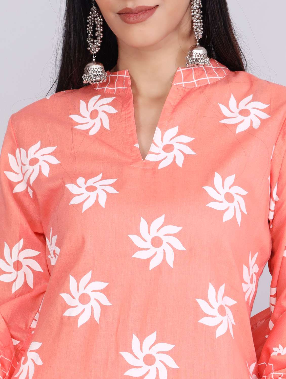 peach cotton kurta pant  set - 18825535 -  Standard Image - 3