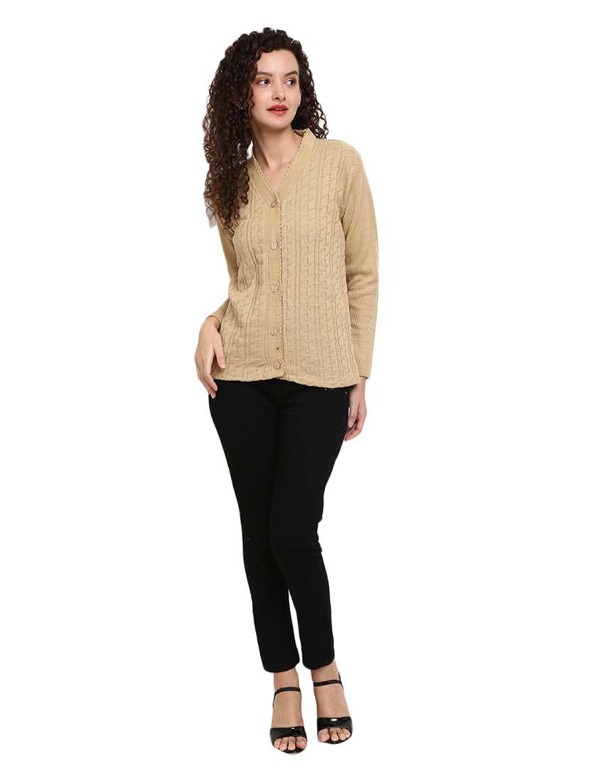 v neck solid cardigan - 18825591 - Standard Image - 3