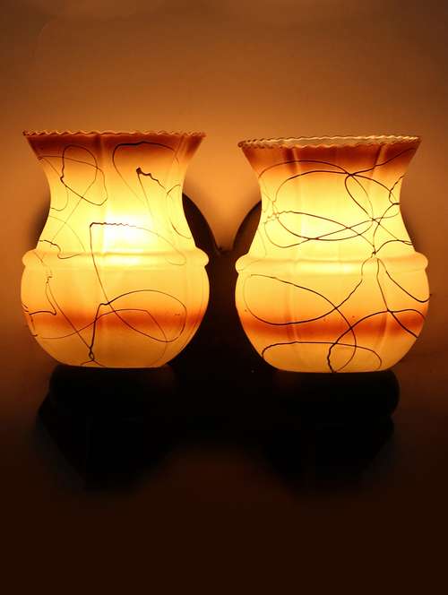 new stylish twins hand decorative colorful glass wall lamp light with royal wooden fitting dn-2wa40 - 18835710 - Standard Image - 0